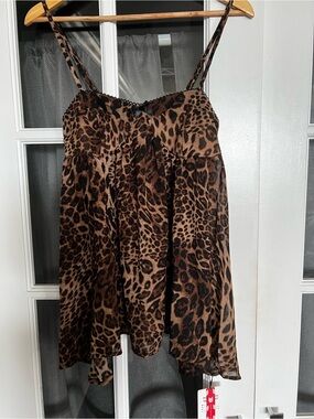 Cider Leopard Babydoll Tank Top NWT